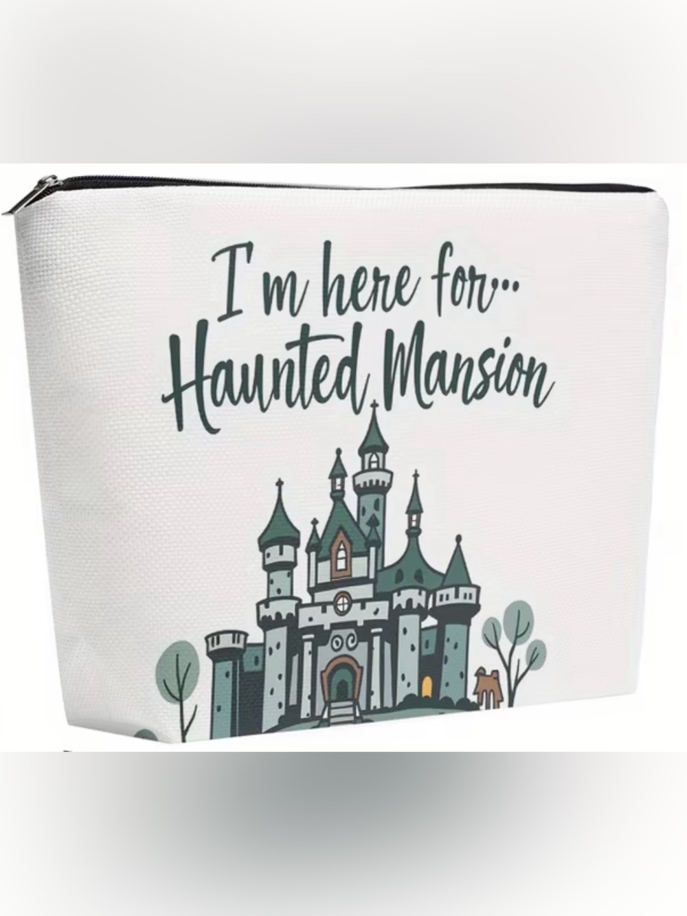NWT-I’m Here For…Haunted Mansion Dual-Sided Artwork Linen Cosmetic Make-Up Bag